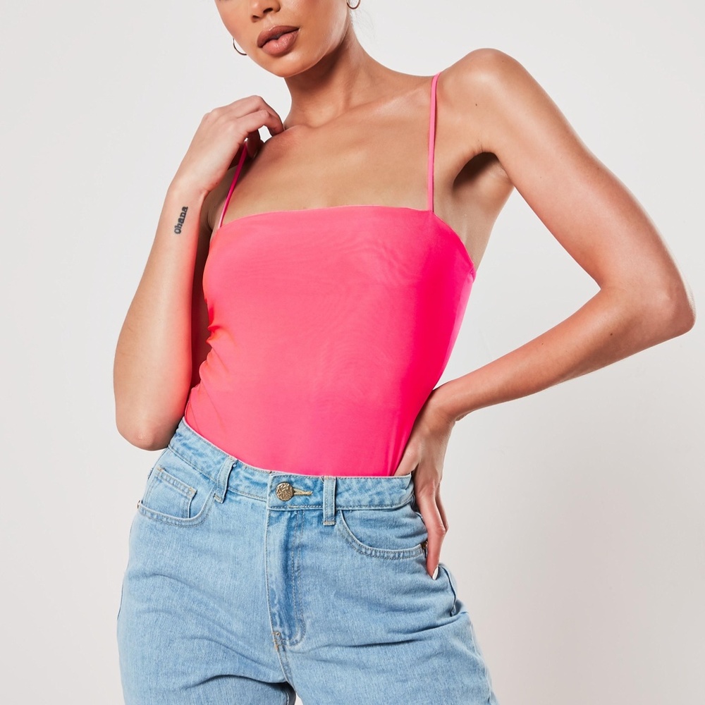 Missguided Neon Ribbed Tank Bodysuit